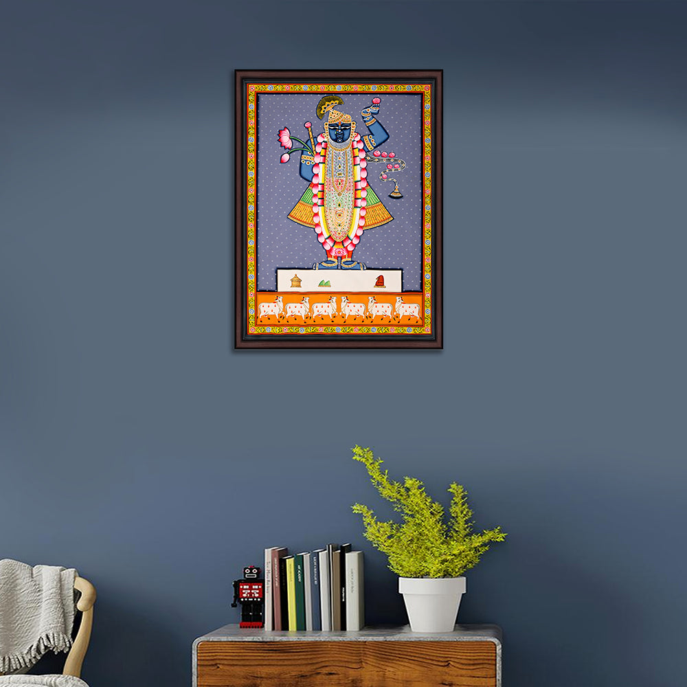 The Divine 'Gau-Charan' Shrinathji: Hand-Painted Rajasthani Pichwai