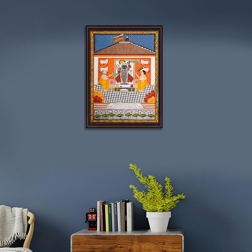 Shrinathji Pichwai Painting – Hand-Painted Rajasthani Art (3 x 6 ft)