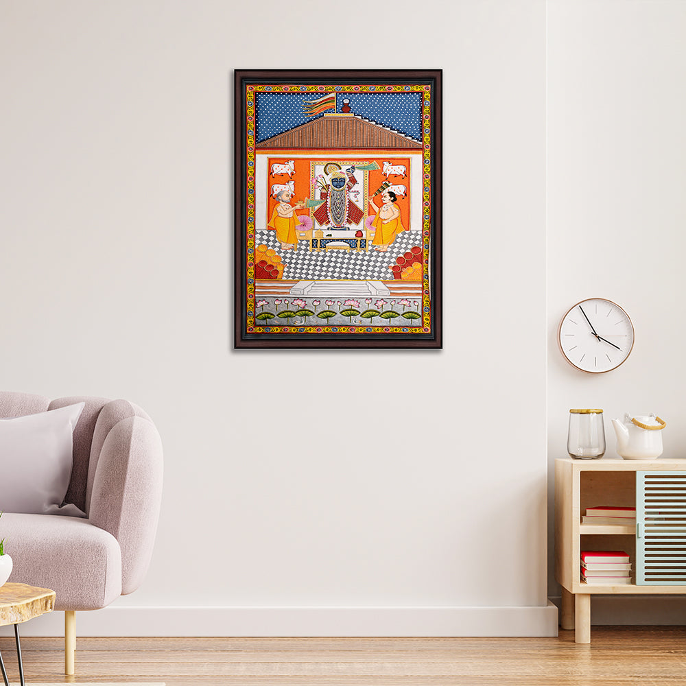 Shrinathji Pichwai Painting – Hand-Painted Rajasthani Art (3 x 6 ft)