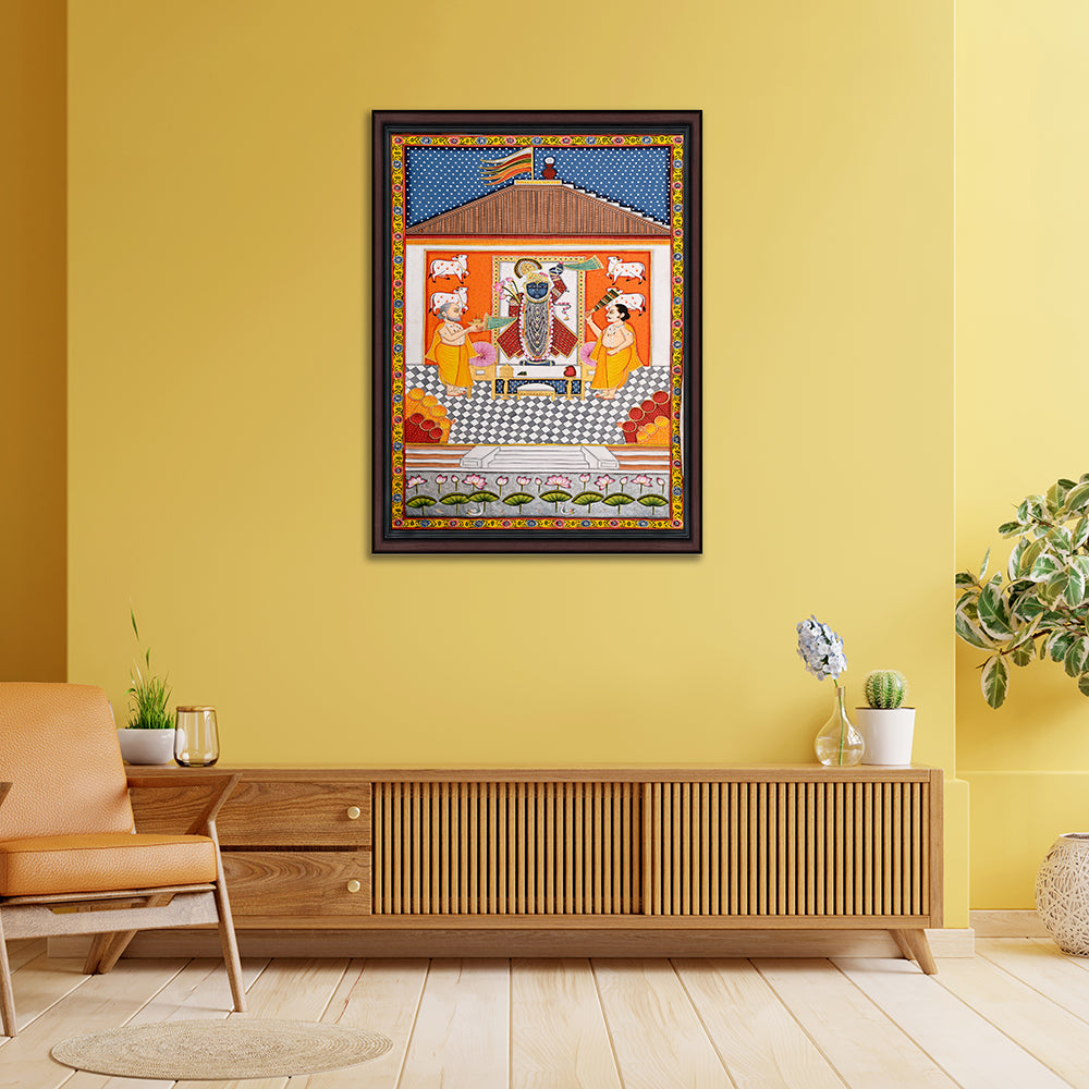 Shrinathji Pichwai Painting – Hand-Painted Rajasthani Art (3 x 6 ft)