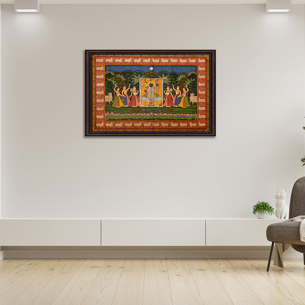 Shrinath Ji Pichwai Painting with many Jhankis 6x4
