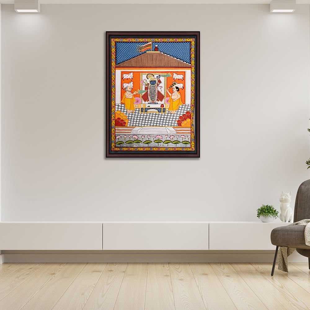 Shrinathji Pichwai Painting – Hand-Painted Rajasthani Art (3 x 6 ft)