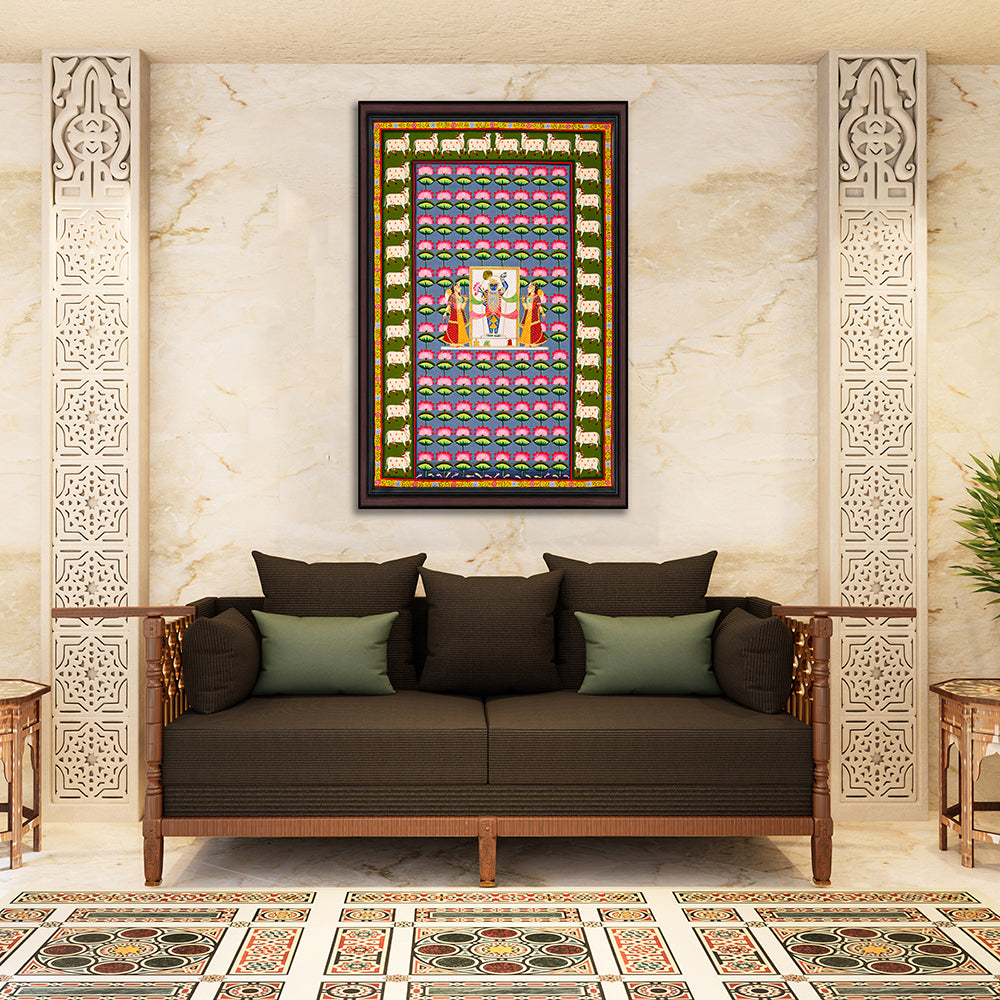 Shrinathji Multi-Jhanki Pichwai Painting – Hand-Painted Rajasthani Art (2 x 3 ft)