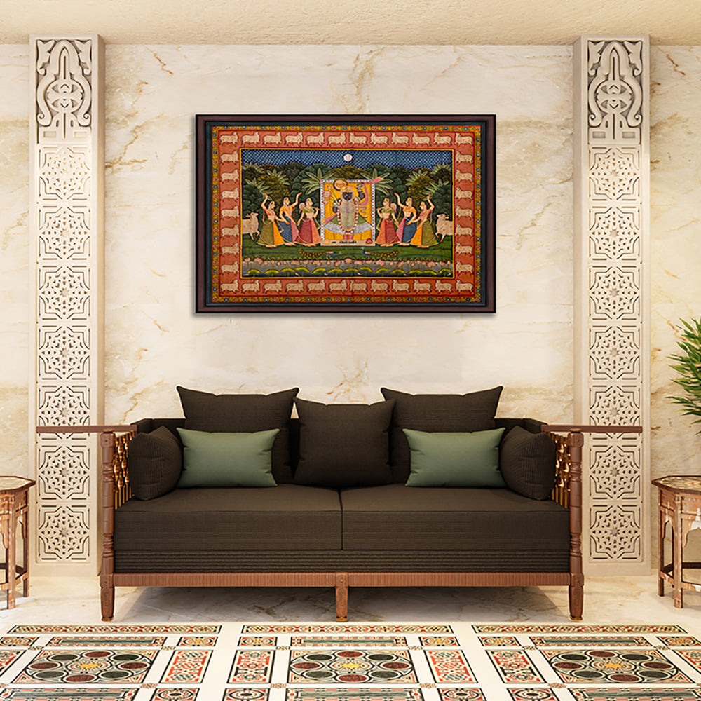 Shrinath Ji Pichwai Painting with many Jhankis 6x4