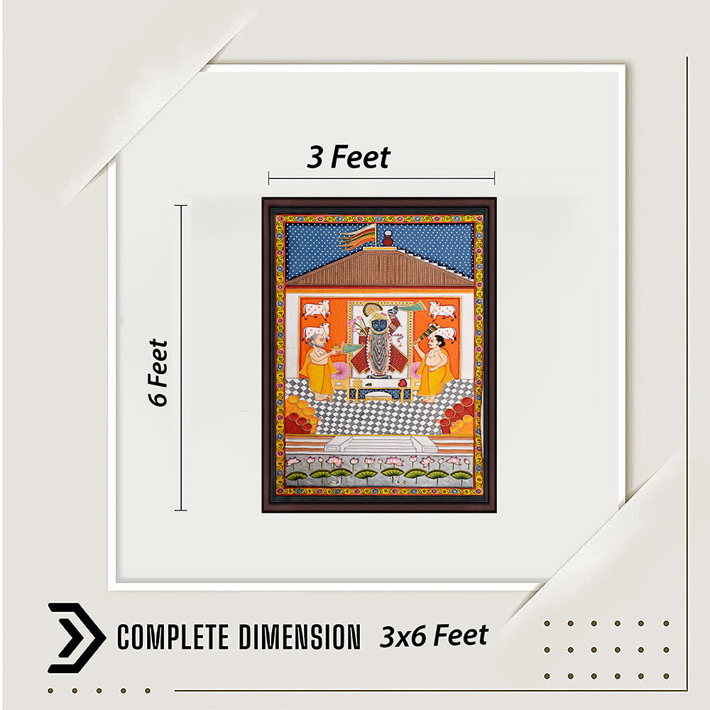 Shrinathji Pichwai Painting – Hand-Painted Rajasthani Art (3 x 6 ft)