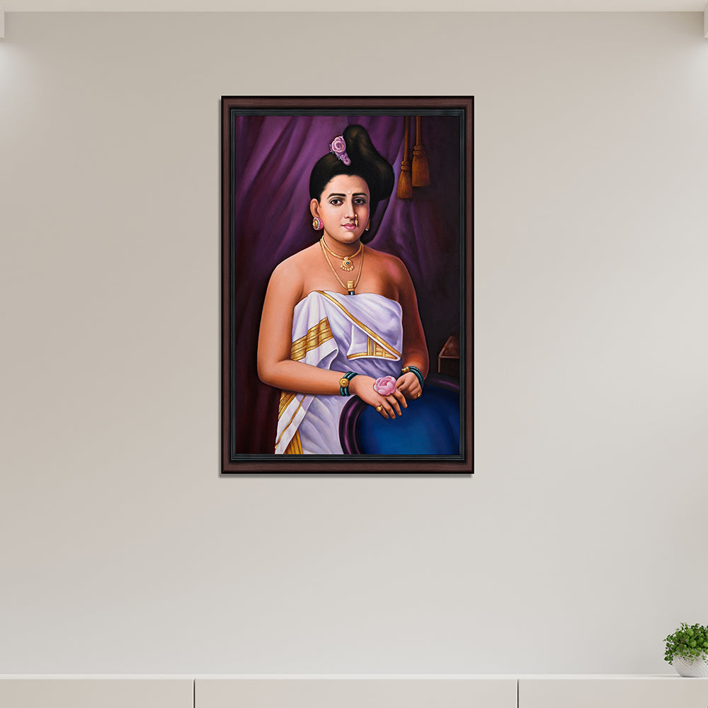 Woman with Lotus Canvas Painting - Hand-Painted Acrylic Art