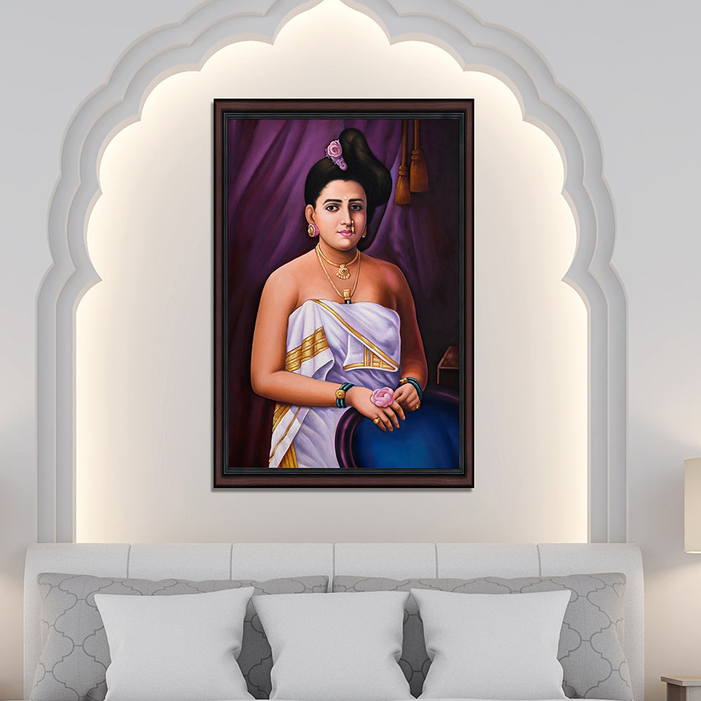 Woman with Lotus Canvas Painting - Hand-Painted Acrylic Art