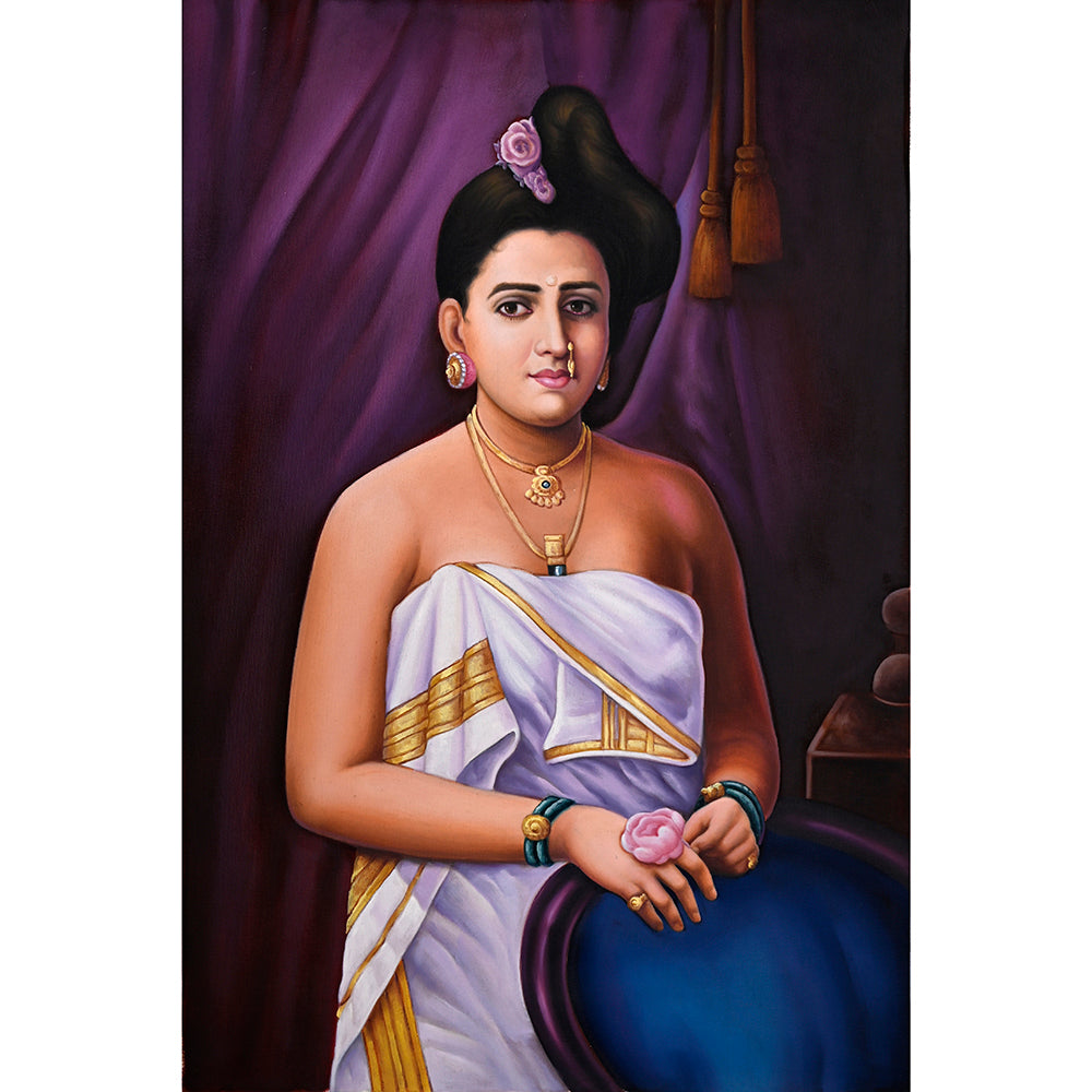 Woman with Lotus Canvas Painting - Hand-Painted Acrylic Art