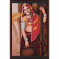 Rajasthani Woman with Matka Canvas Painting - Hand-Painted Acrylic Art