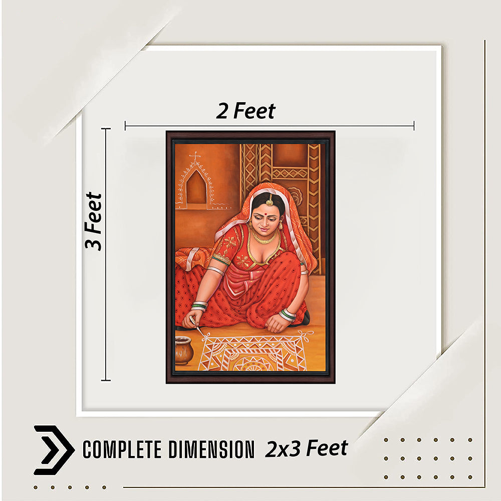 Rajasthani Woman Making Rangoli – Canvas Art