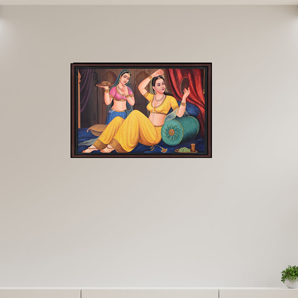 Rajasthani Women in Shringar Canvas Painting - Hand-Painted Acrylic Art