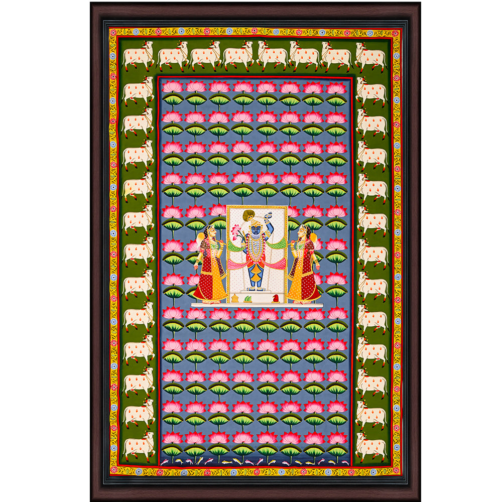 Shrinathji Multi-Jhanki Pichwai Painting – Hand-Painted Rajasthani Art (2 x 3 ft)