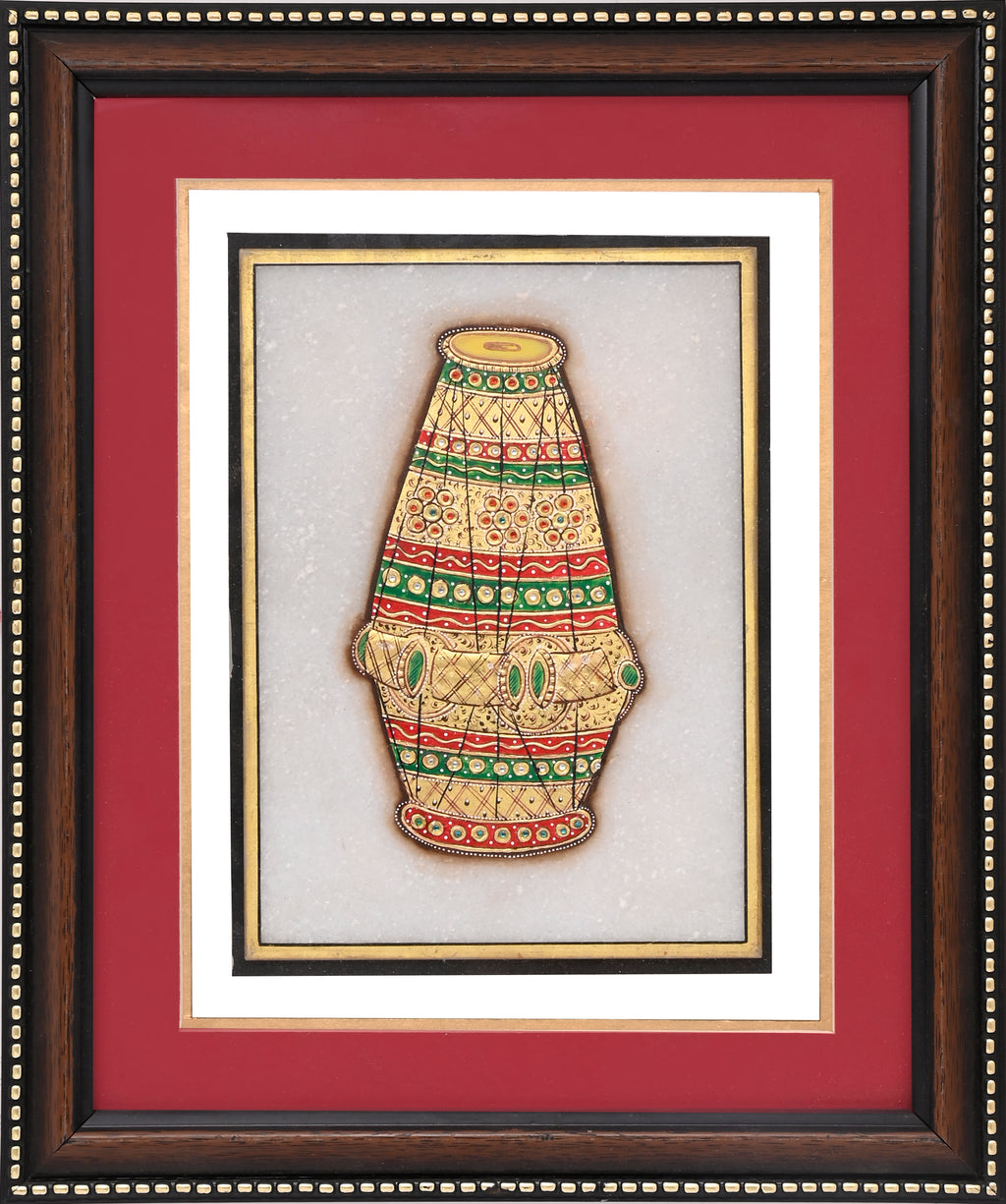 Ornate Dholak — Musical Instrument Miniature Painting on Paper