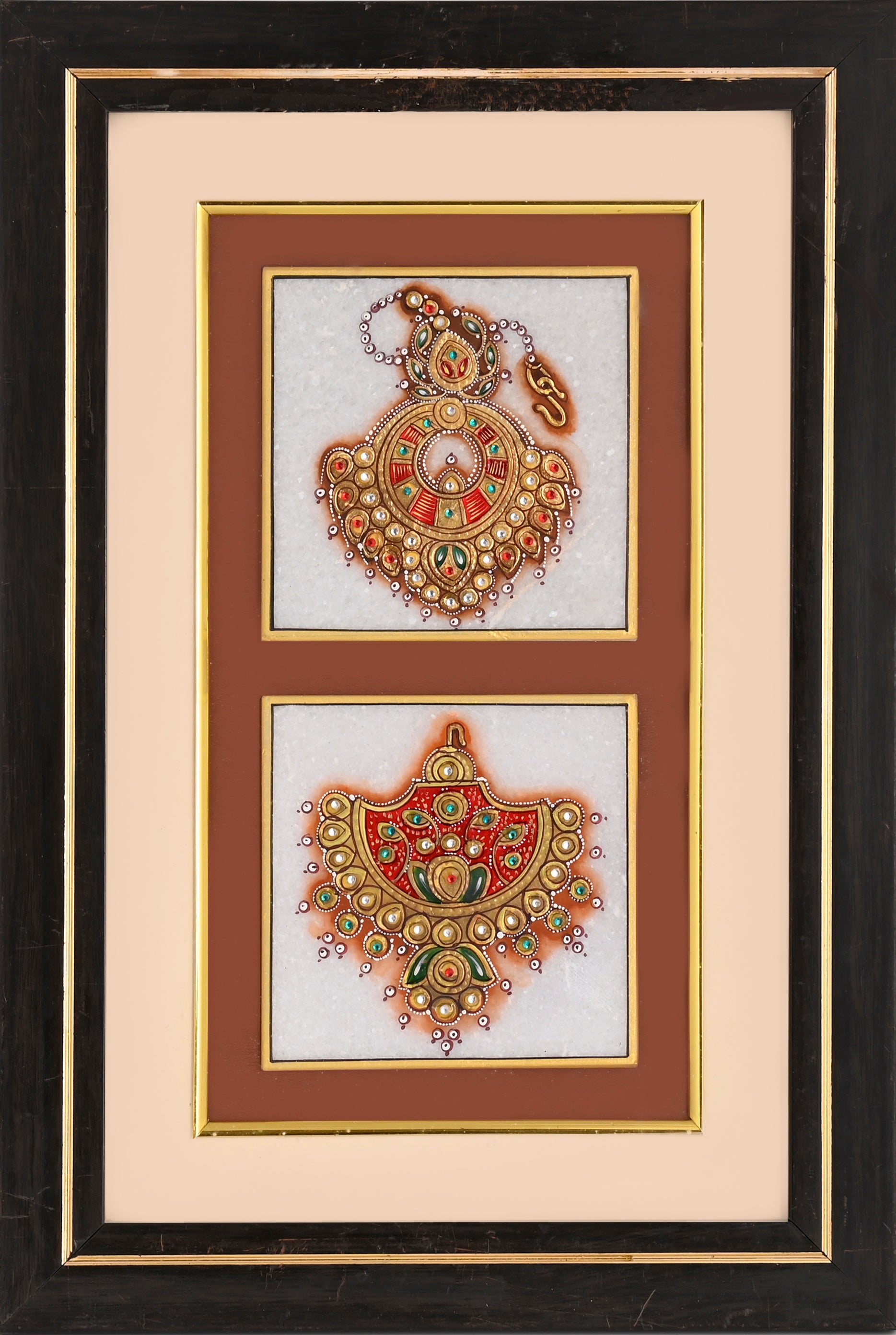 Chakra Pendant & Fan Brooch — Jewellery Study Miniature on Paper (12×9 in)