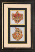 Fan Pendant & Circular Chandelier Earring — Jewellery Study Miniature on Paper (12×9 in)