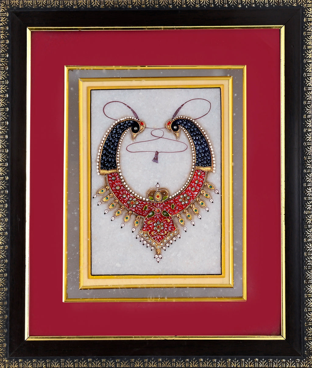 Sapphire and Ruby Necklace — Jewellery Study Miniature on Paper (12×11 in)