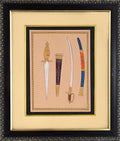 Two Ceremonial Sabres — Indian Arms Study Miniature on Paper (12×11 in)