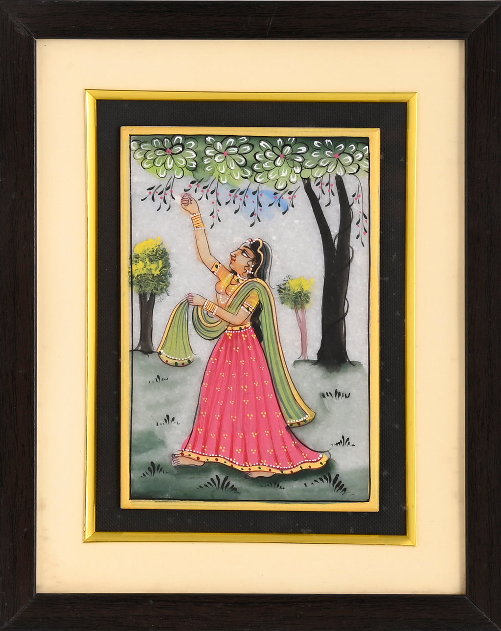 Ragamala Lady in the Garden — Indian Miniature Painting on Paper