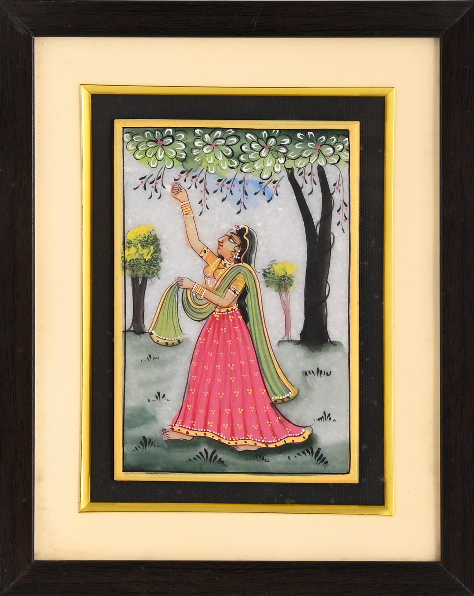 Ragamala Lady in the Garden — Indian Miniature Painting on Paper