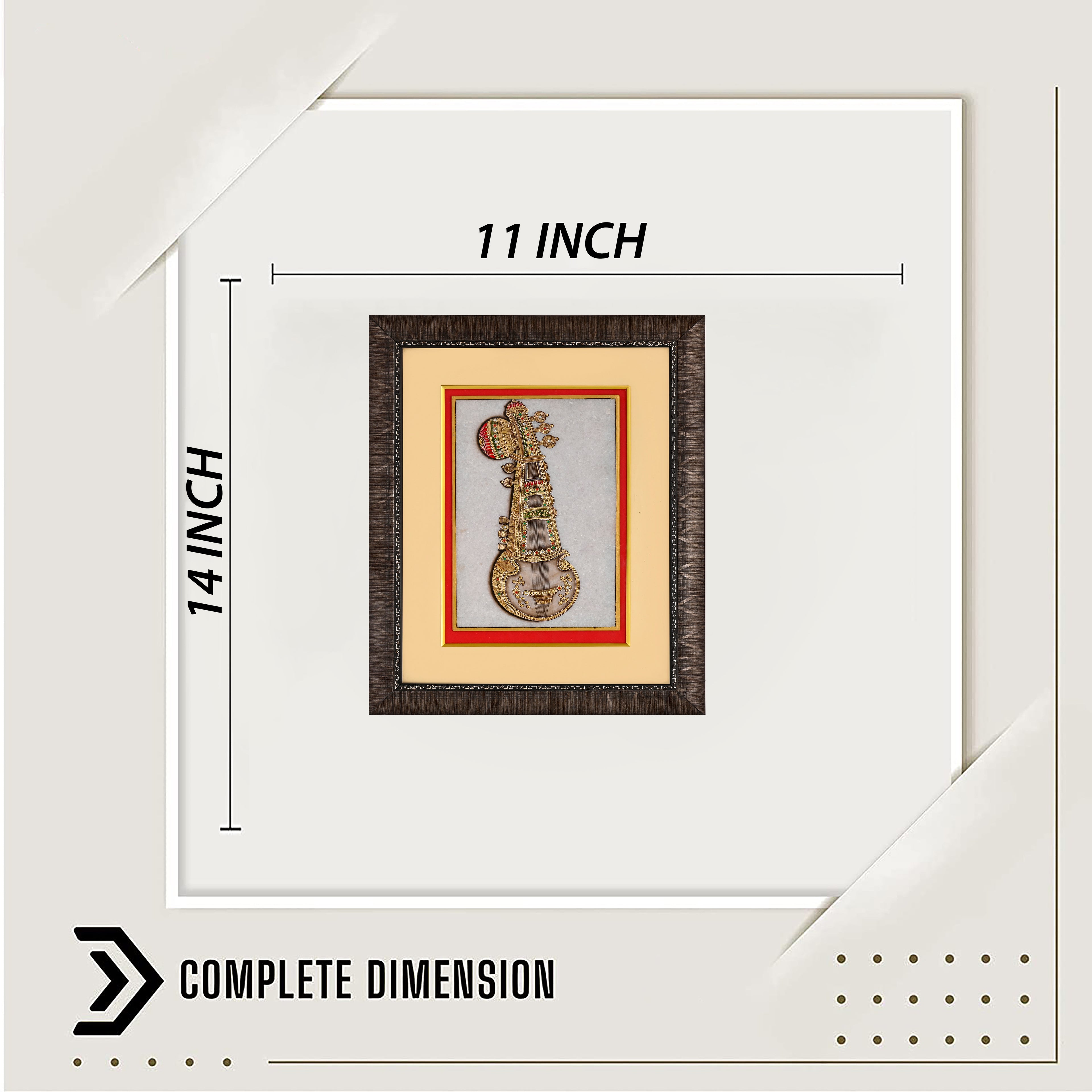 Jewelled Sarangi — Musical Instrument Study Miniature on Paper (14×11 in)