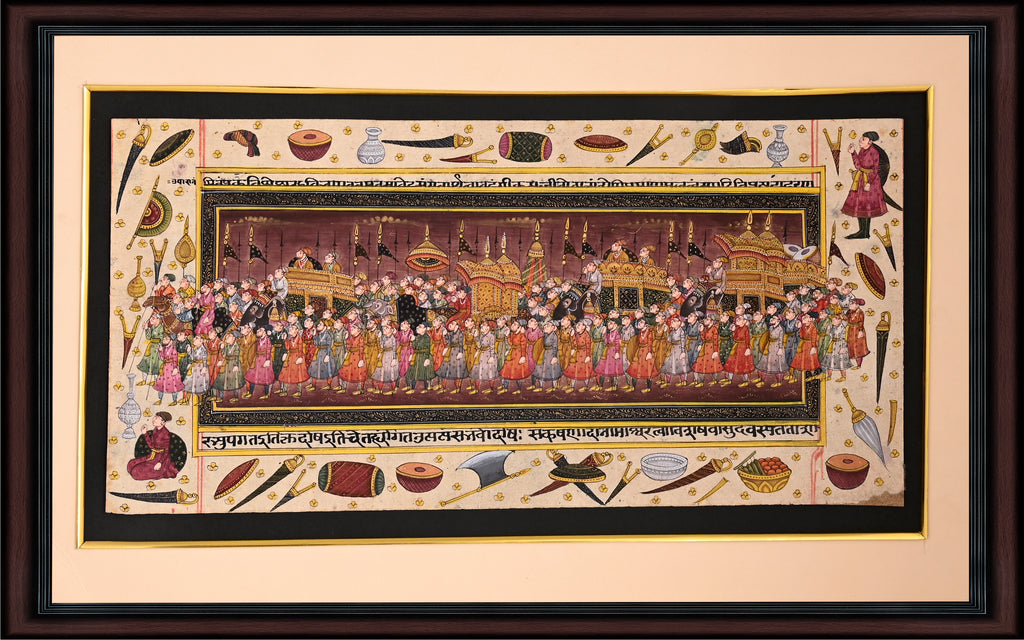 Mughal Royal Procession — Miniature on Silk (14×11 in)