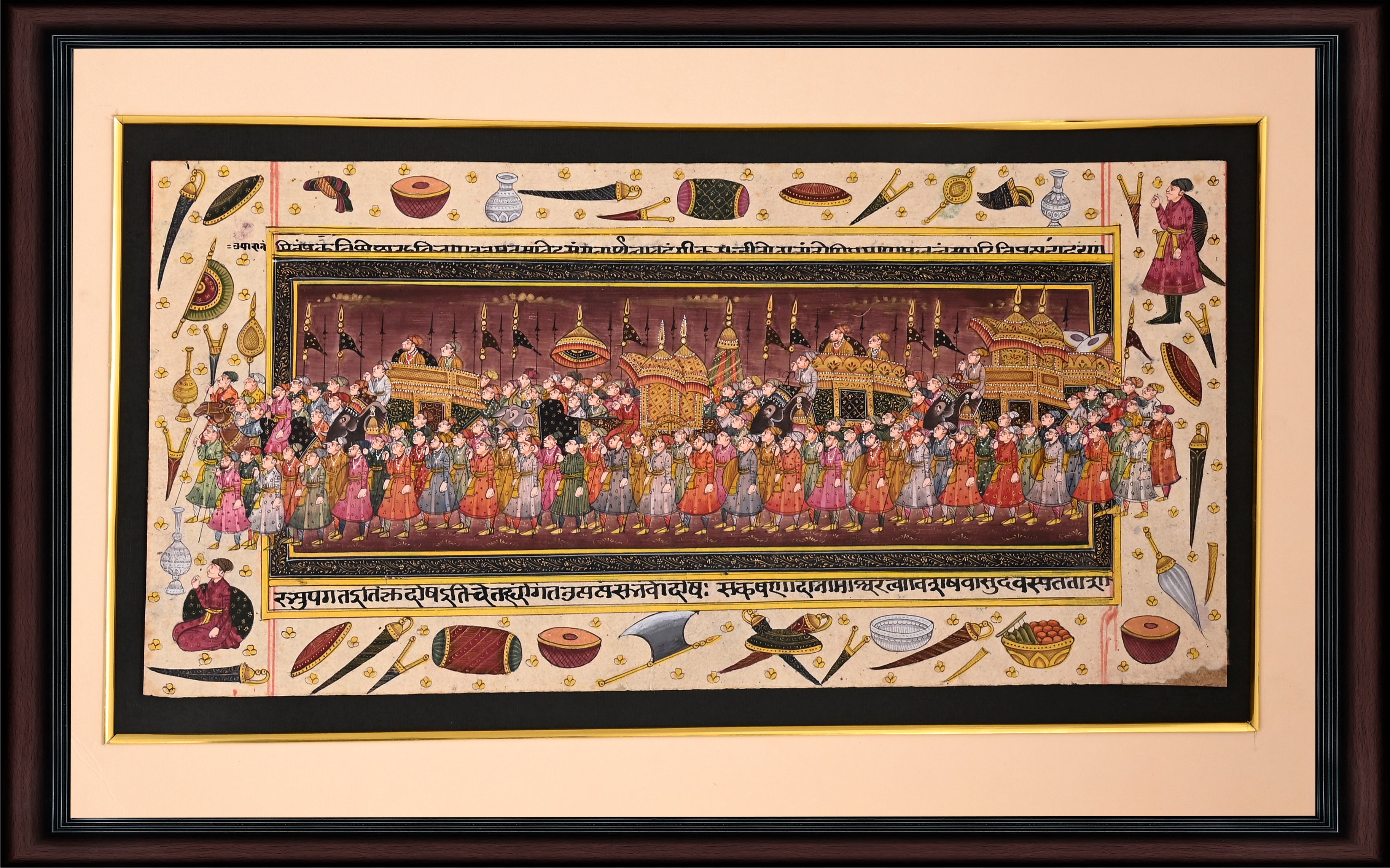 Mughal Royal Procession — Miniature on Silk (14×11 in)
