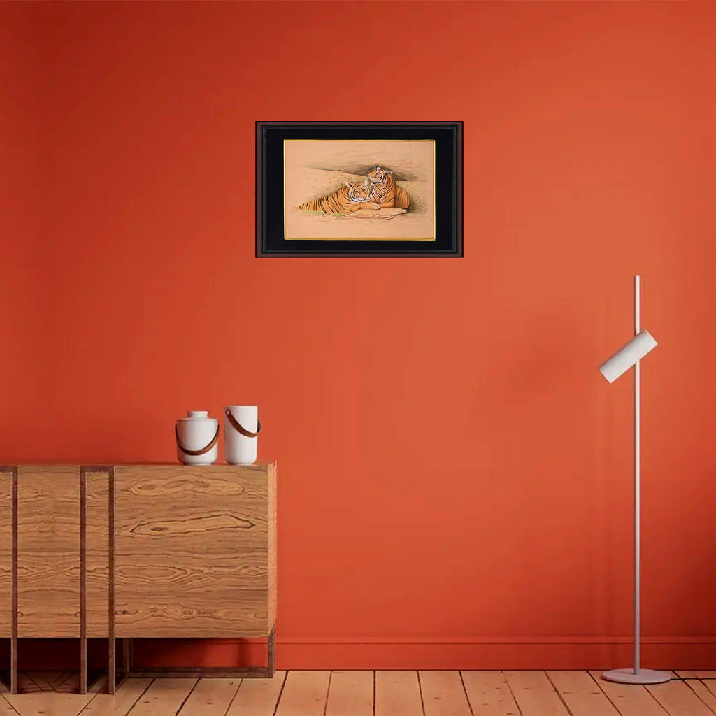 Two Tigers Paper Painting - room setting 2