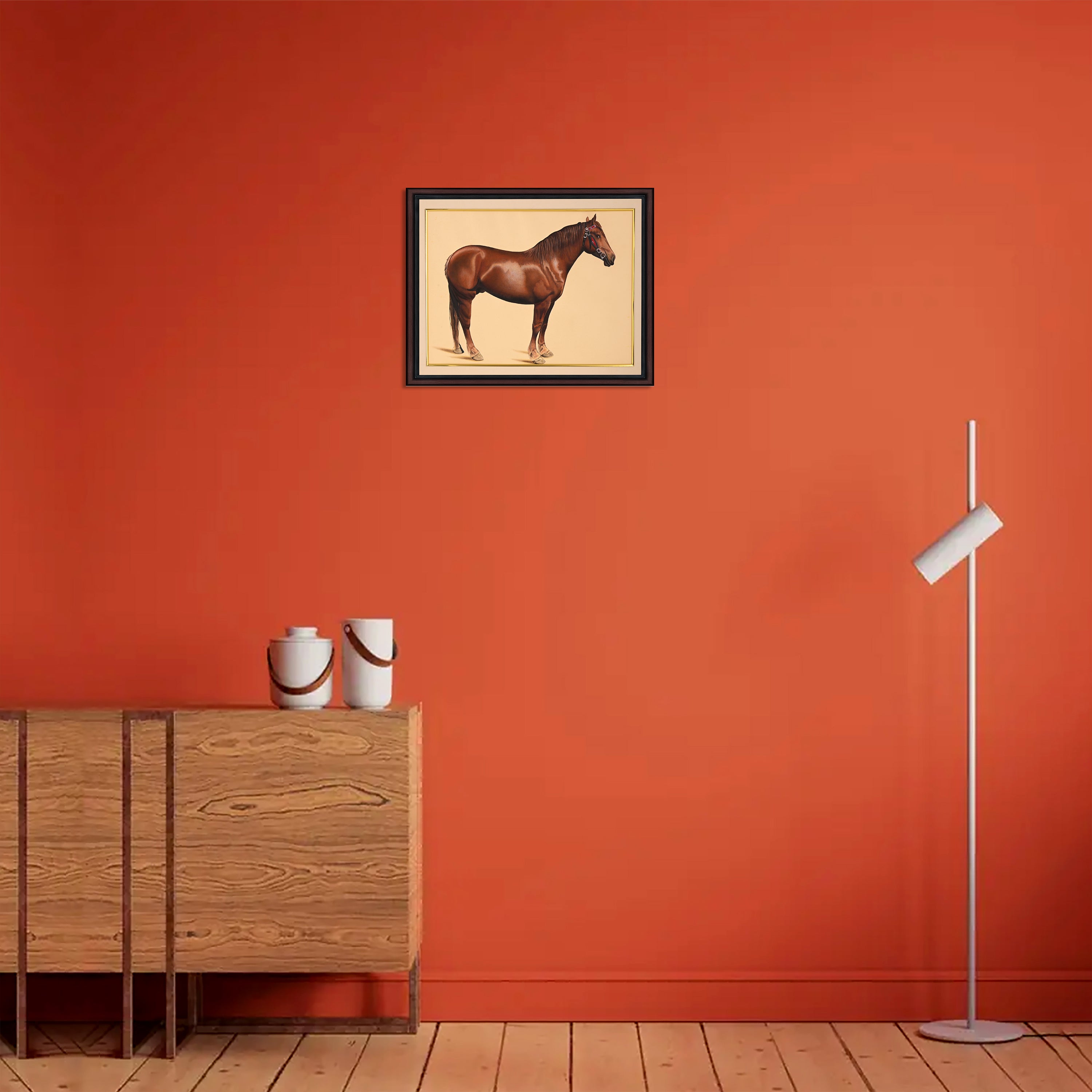 Chestnut horse painting framed view