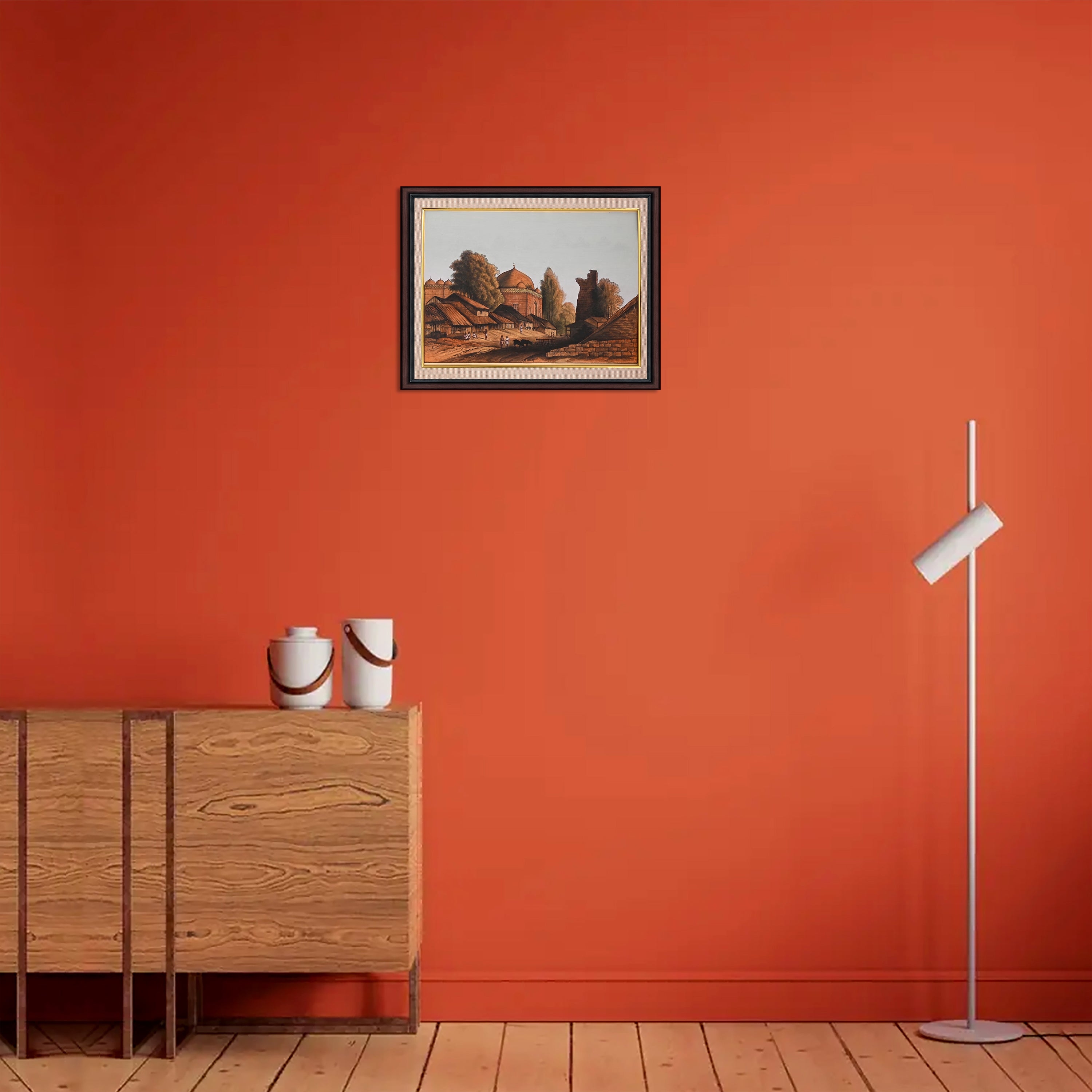 Bazaar scene painting framed view