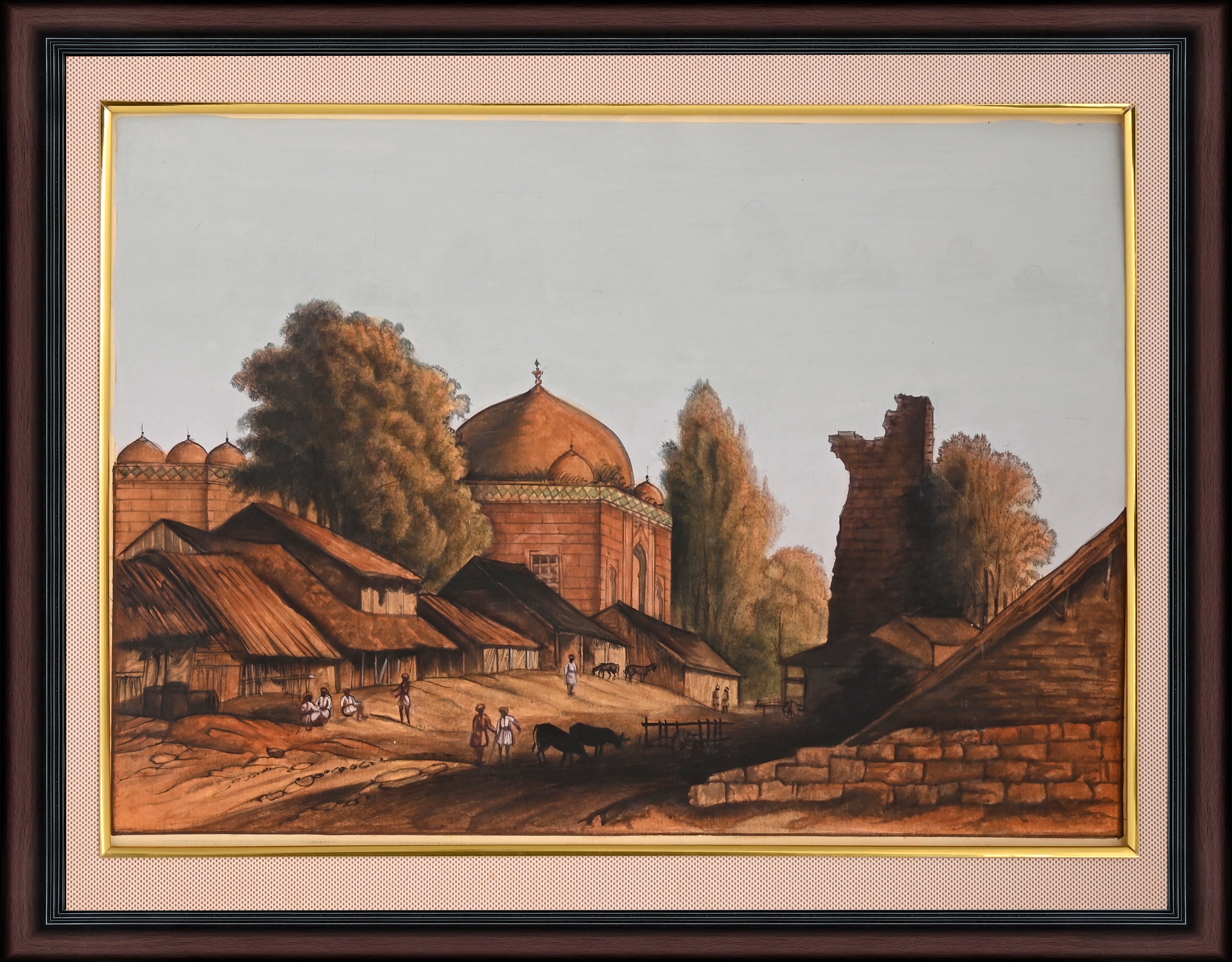 Mughal Dome amid the Bazaar — Company School Painting on Paper
