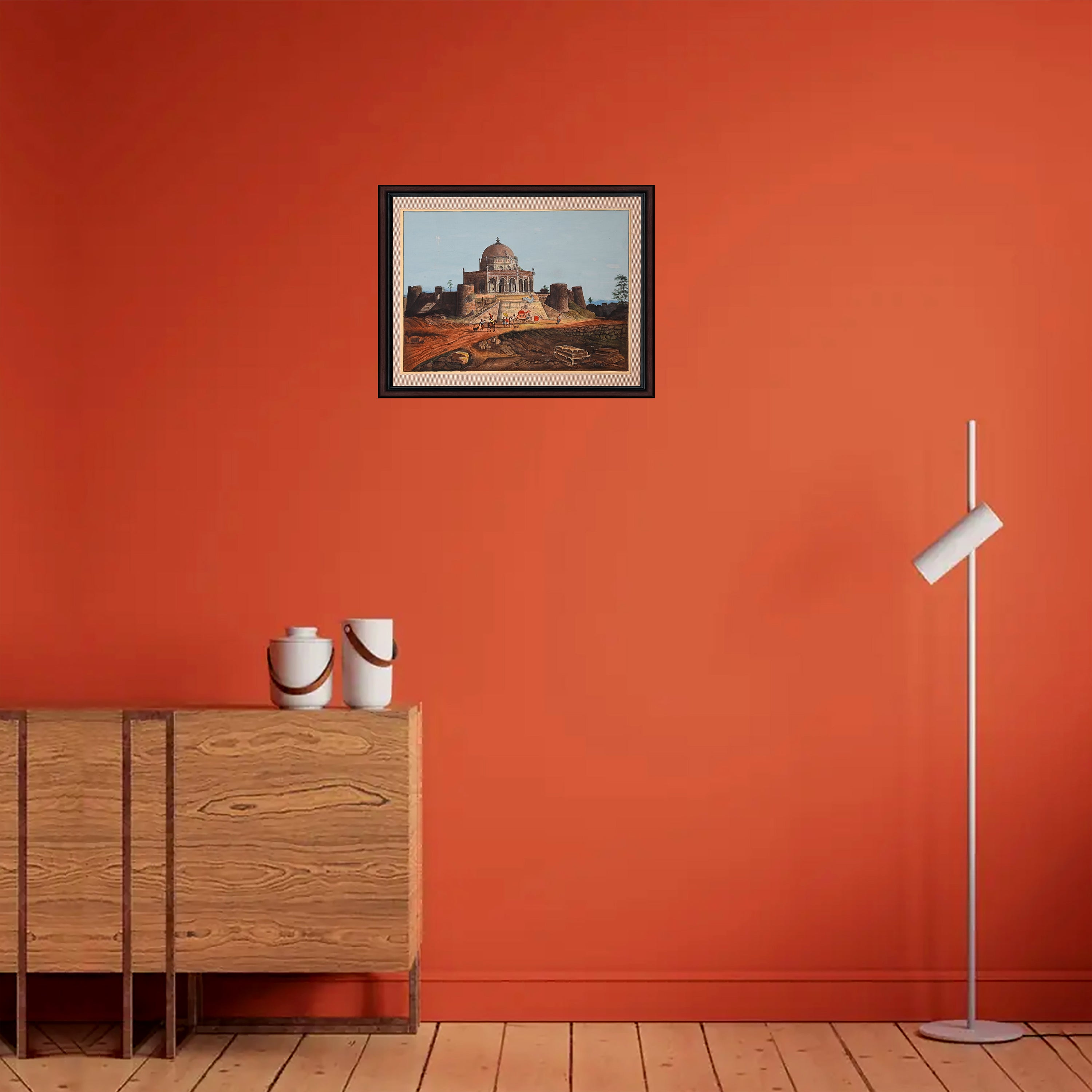Architectural painting framed view