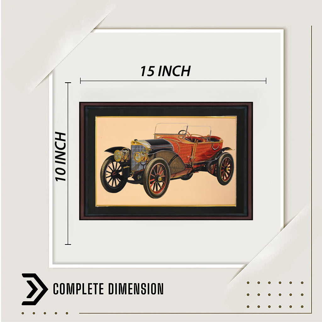 Vintage Touring Car — Indian Miniature on Paper (15×9 in)