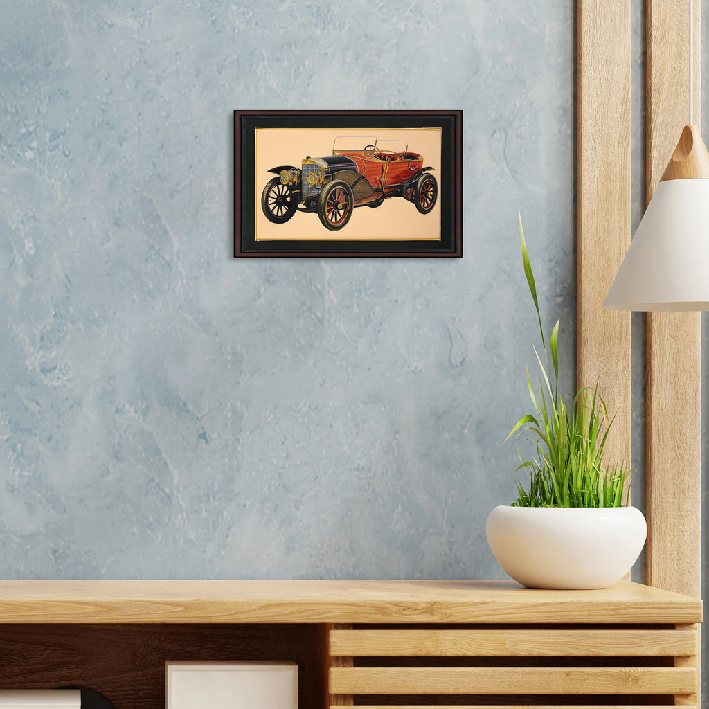 Vintage Touring Car — Indian Miniature on Paper (15×9 in)