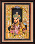 Mughal Emperor with Green Turban — Hand-Painted Miniature Portrait on Paper (11×8 in)