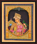 Mughal Queen with Parrot — Hand-Painted Miniature Portrait on Paper