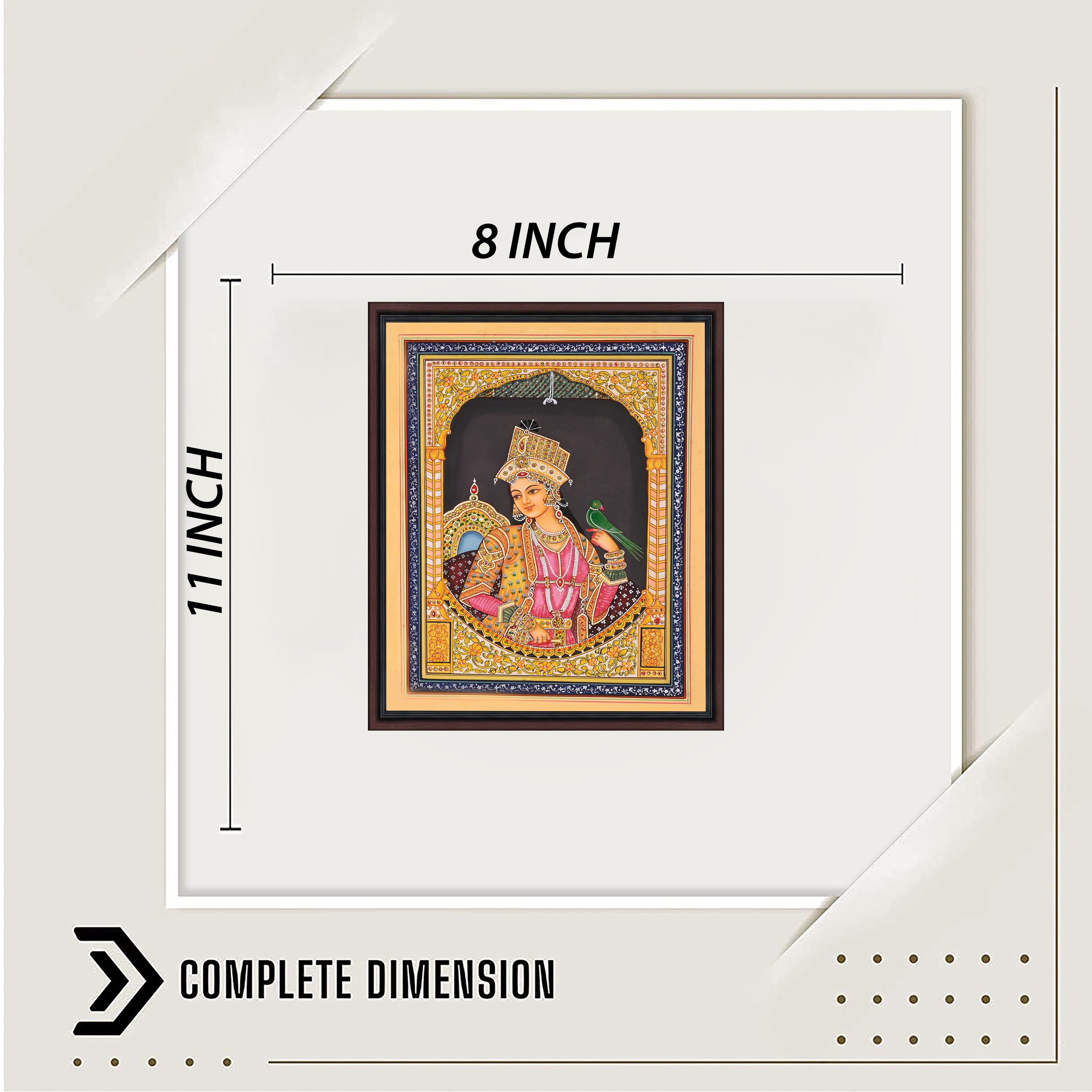 Mughal queen with parrot detail view