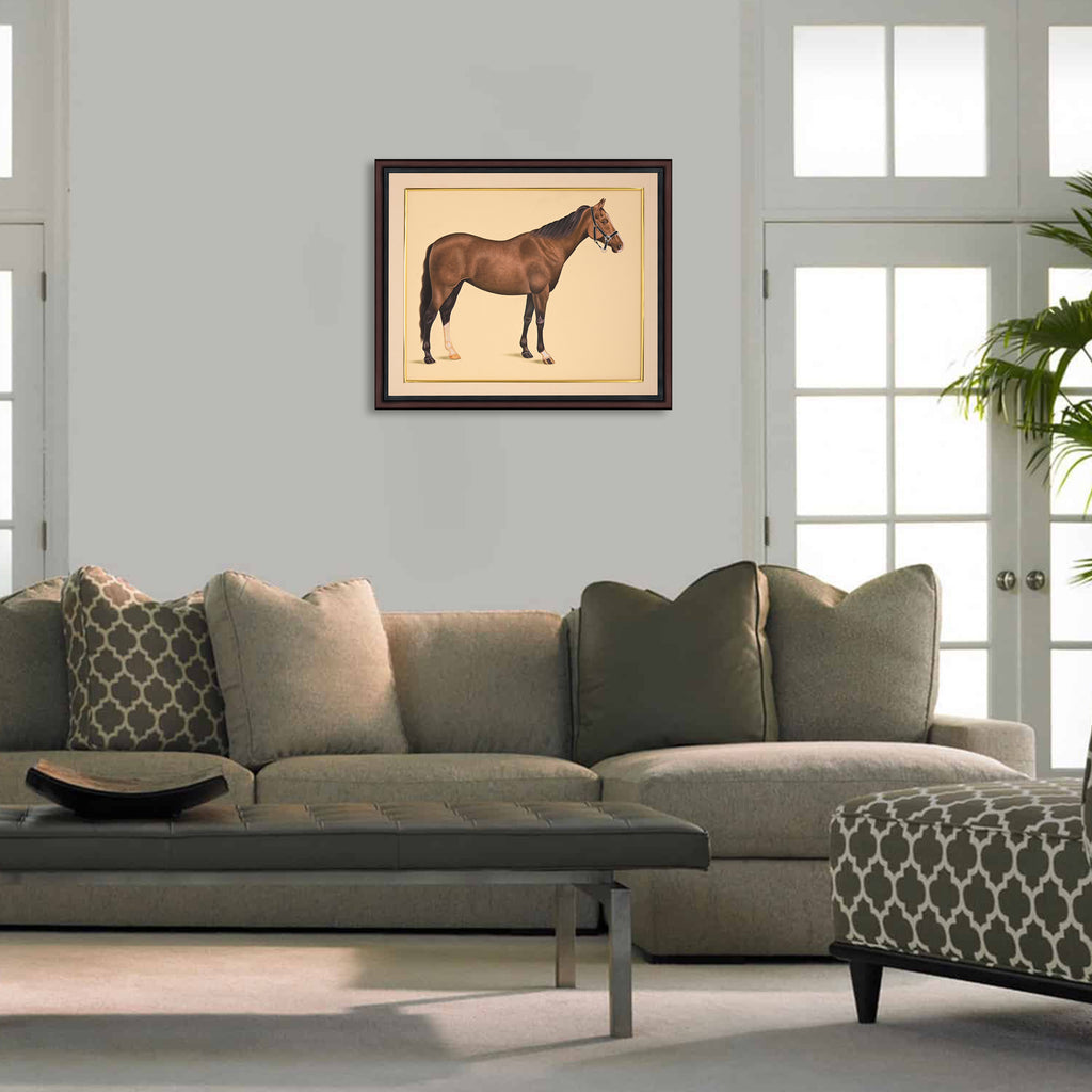 Bay Horse — Single-Brush Miniature on Paper (14×11 in)