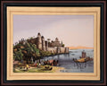 Riverside Fort — Company School Landscape Painting on Paper (12×11 in)