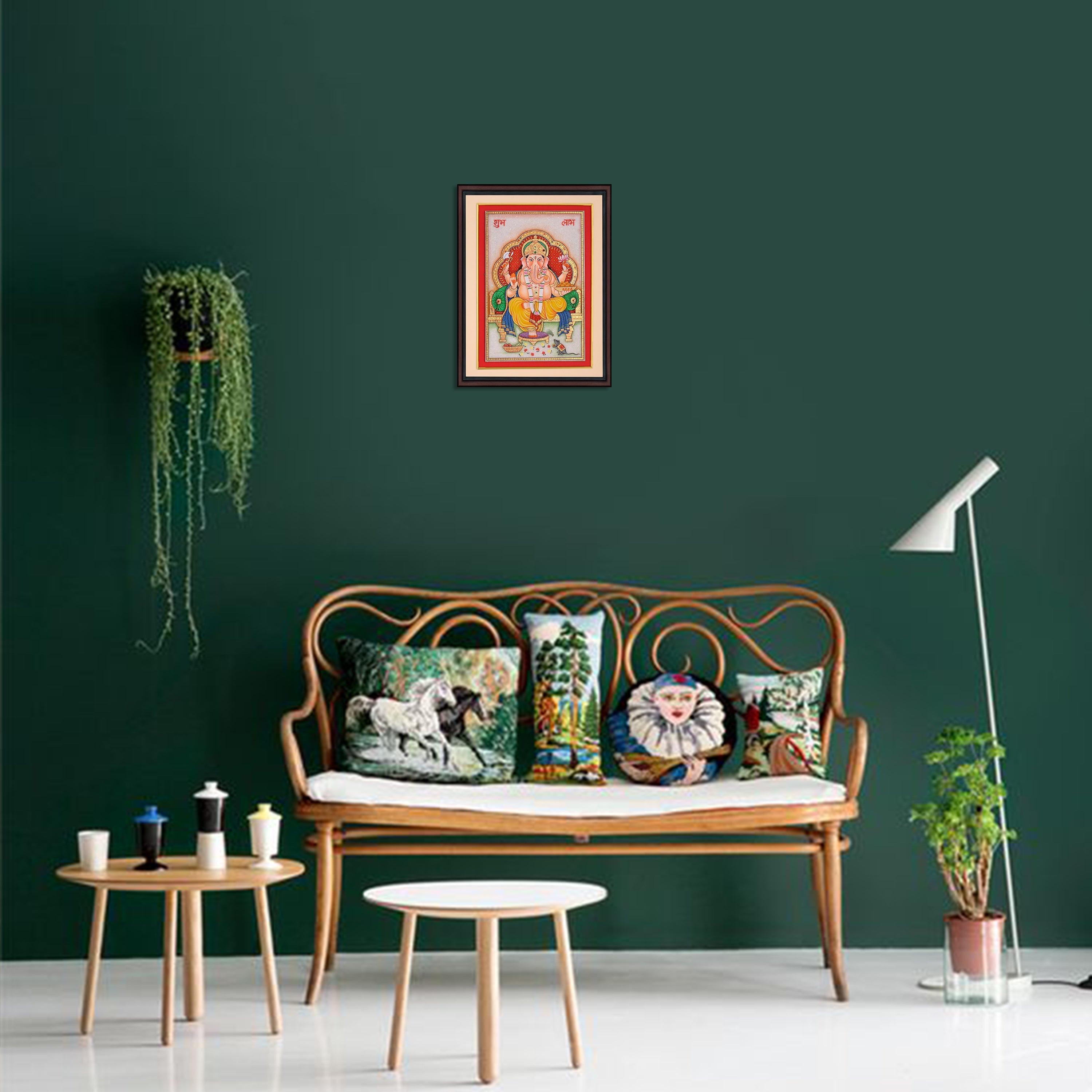 Room setting — Ganesha miniature painting displayed on wall