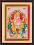 Lord Ganesha with Shubh Labh — Indian Miniature Painting on Paper 9×6