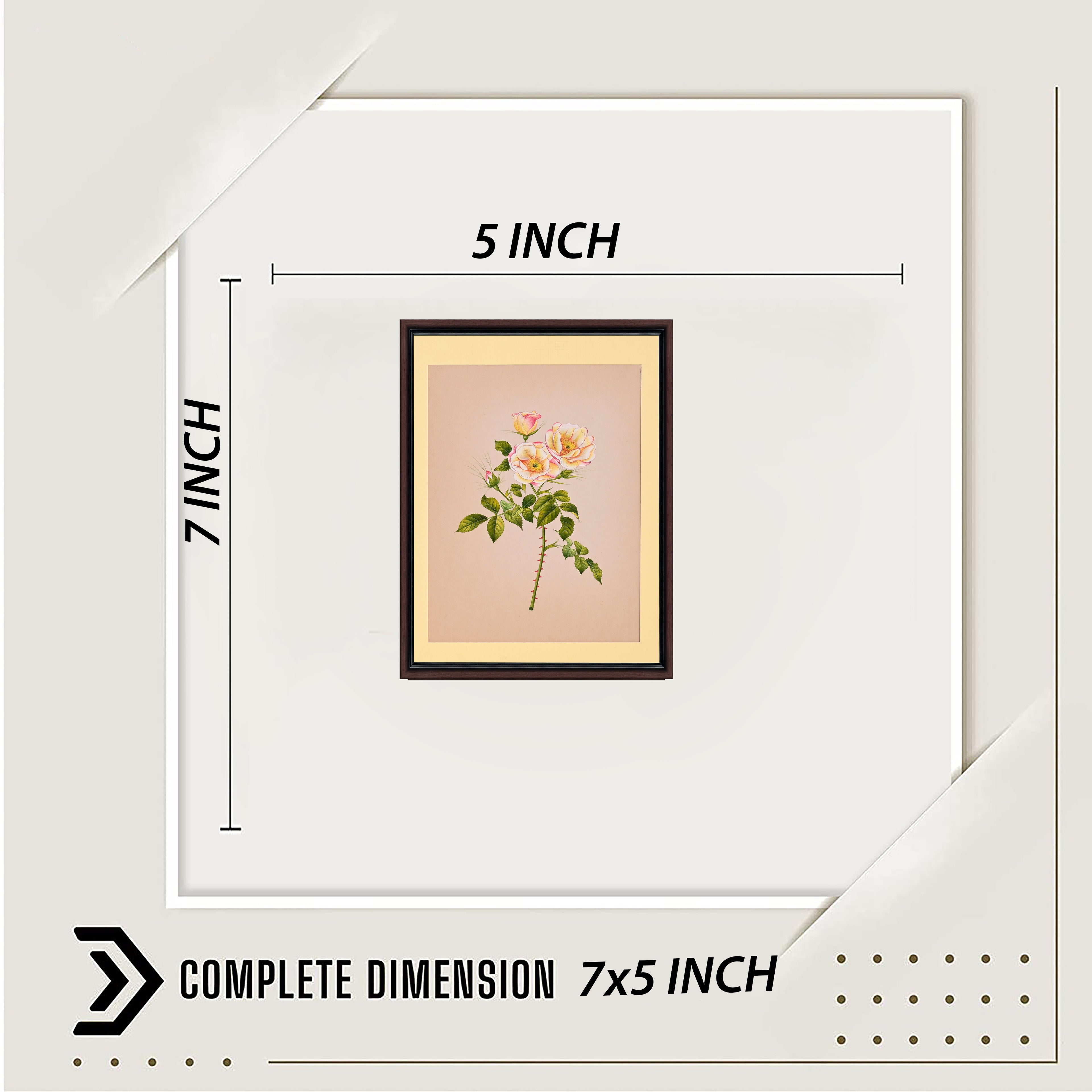 Wild rose painting with dimensions