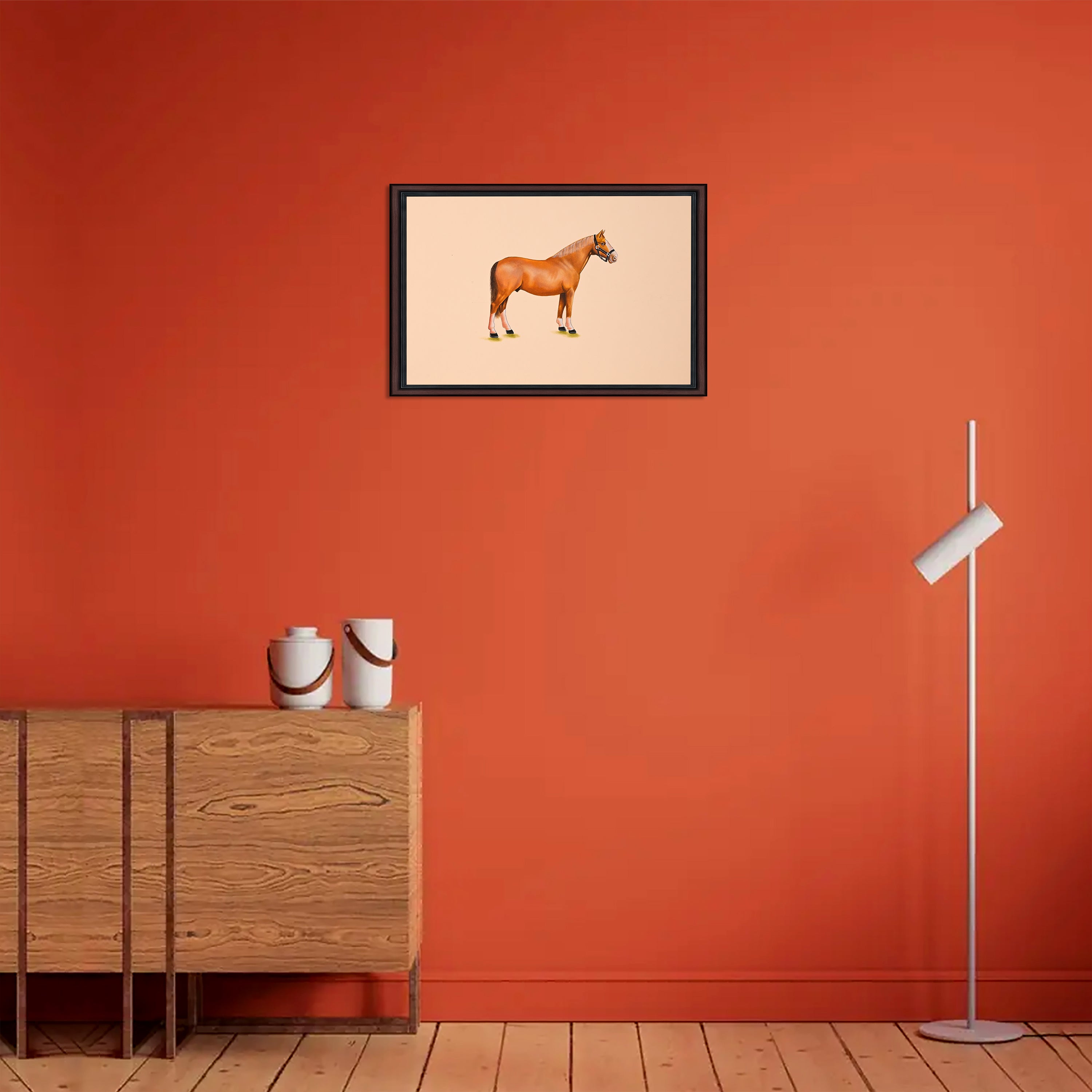 Chestnut horse painting - zoomed detail