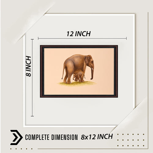 Elephant and calf painting with dimensions