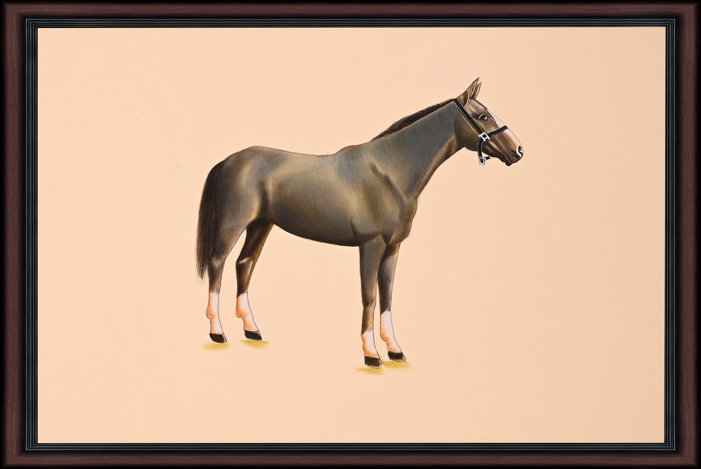 Grey horse paper painting - full view