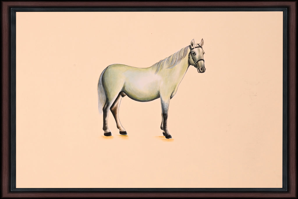 White horse paper painting - full view