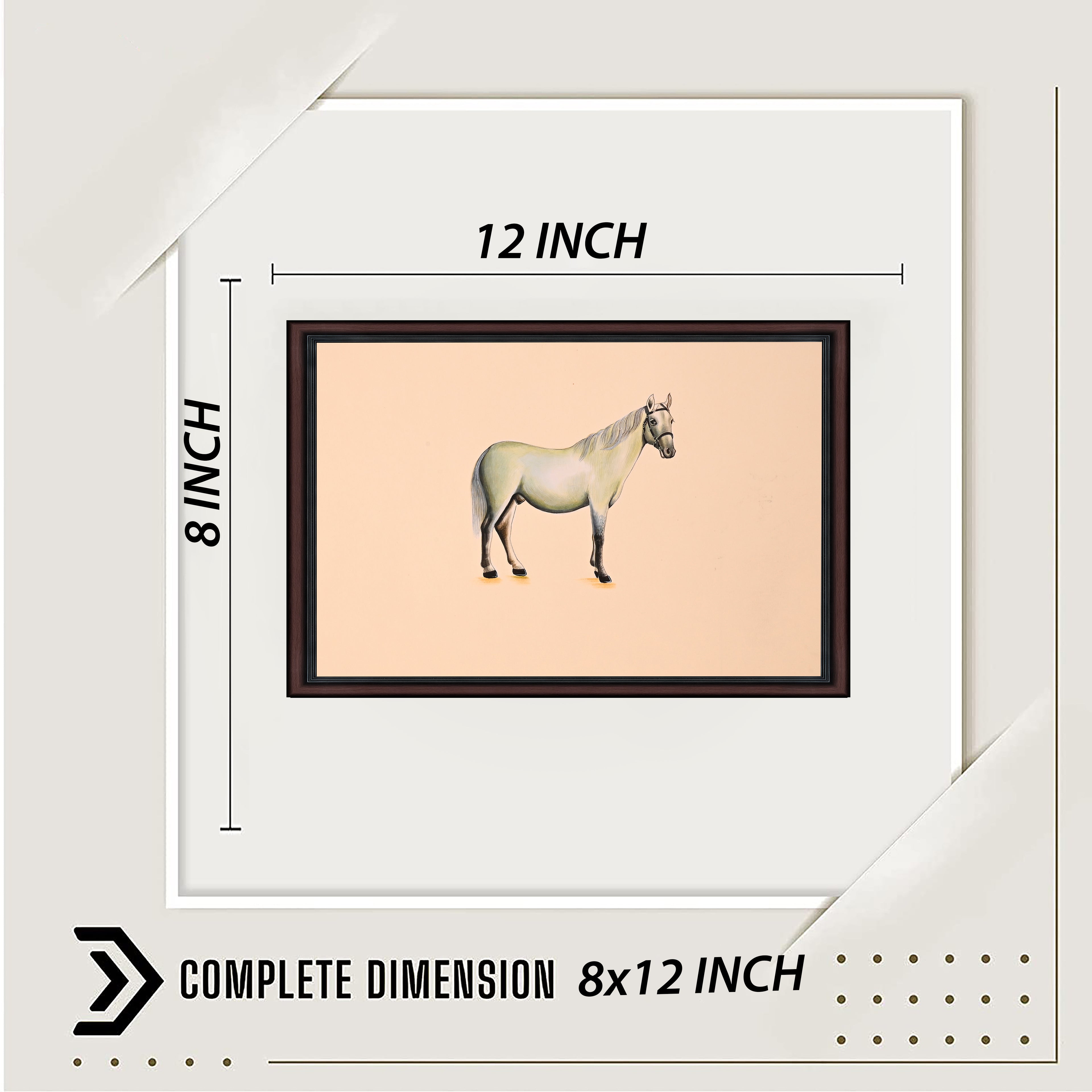 White horse painting with dimensions