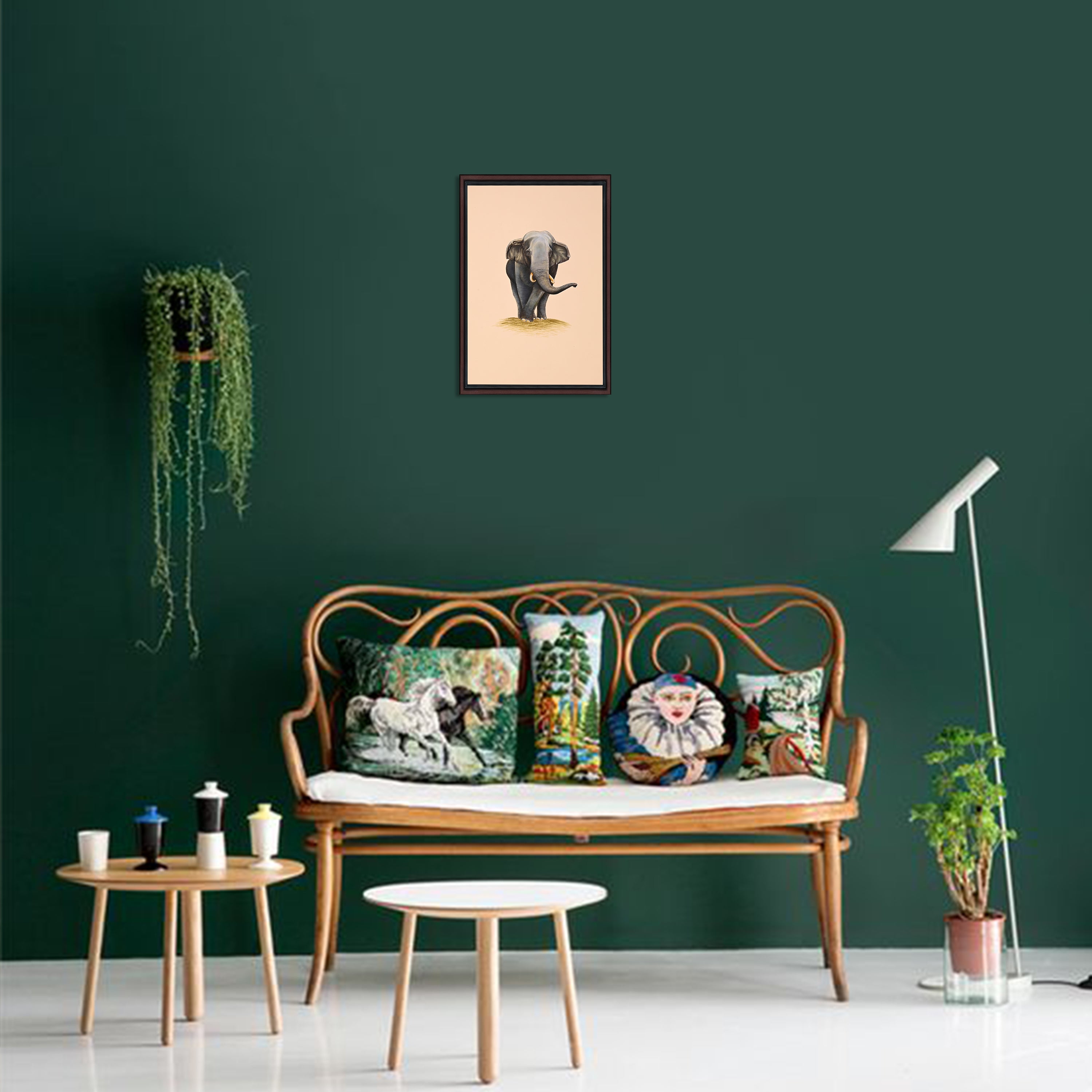 Tusker elephant painting in room setting