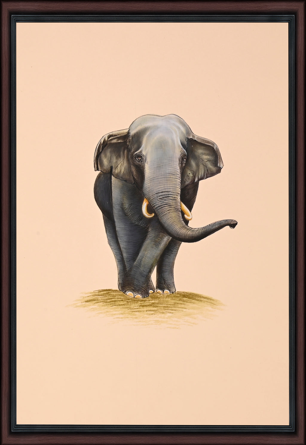Tusker elephant paper painting - full view