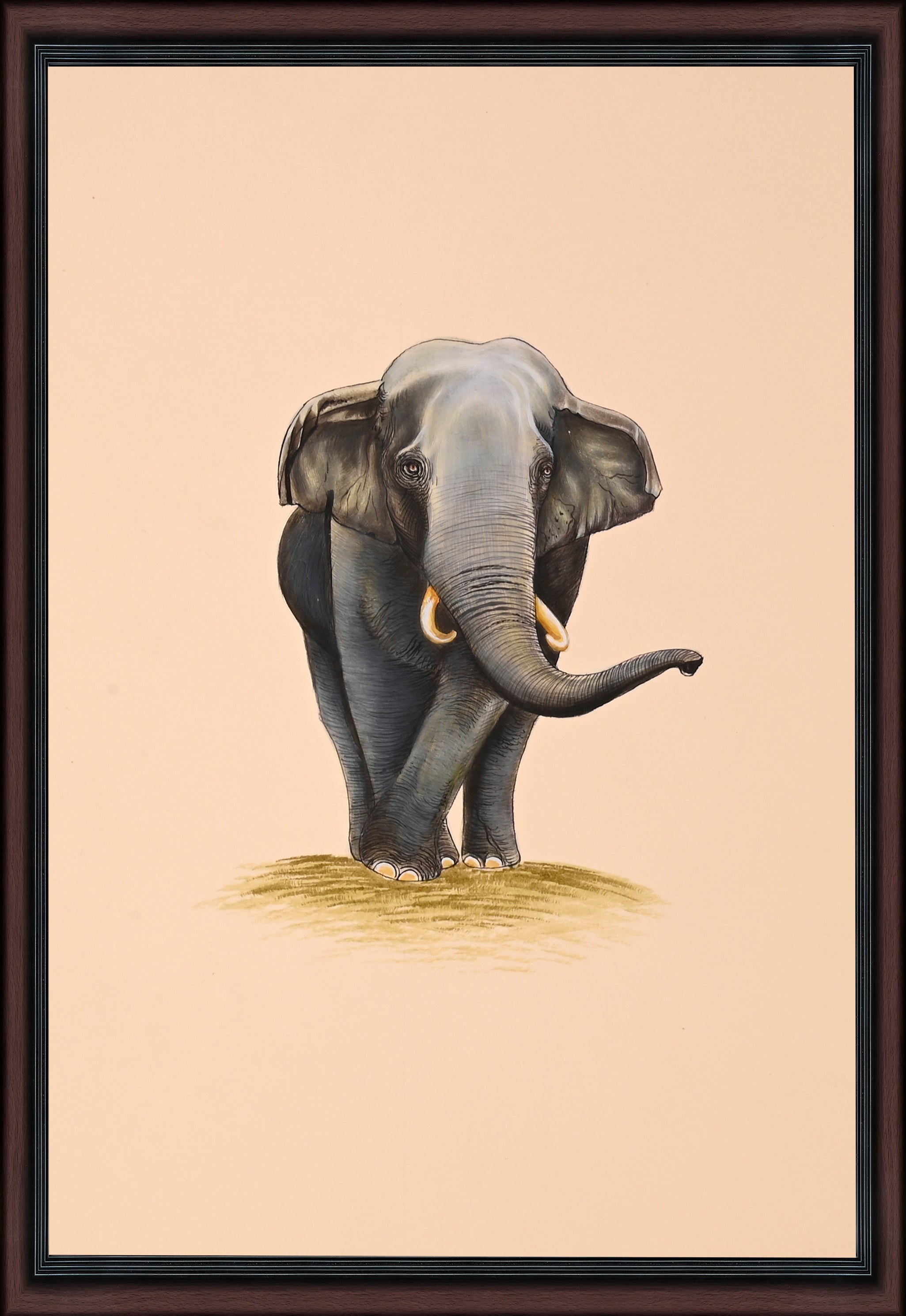 Tusker elephant paper painting - full view