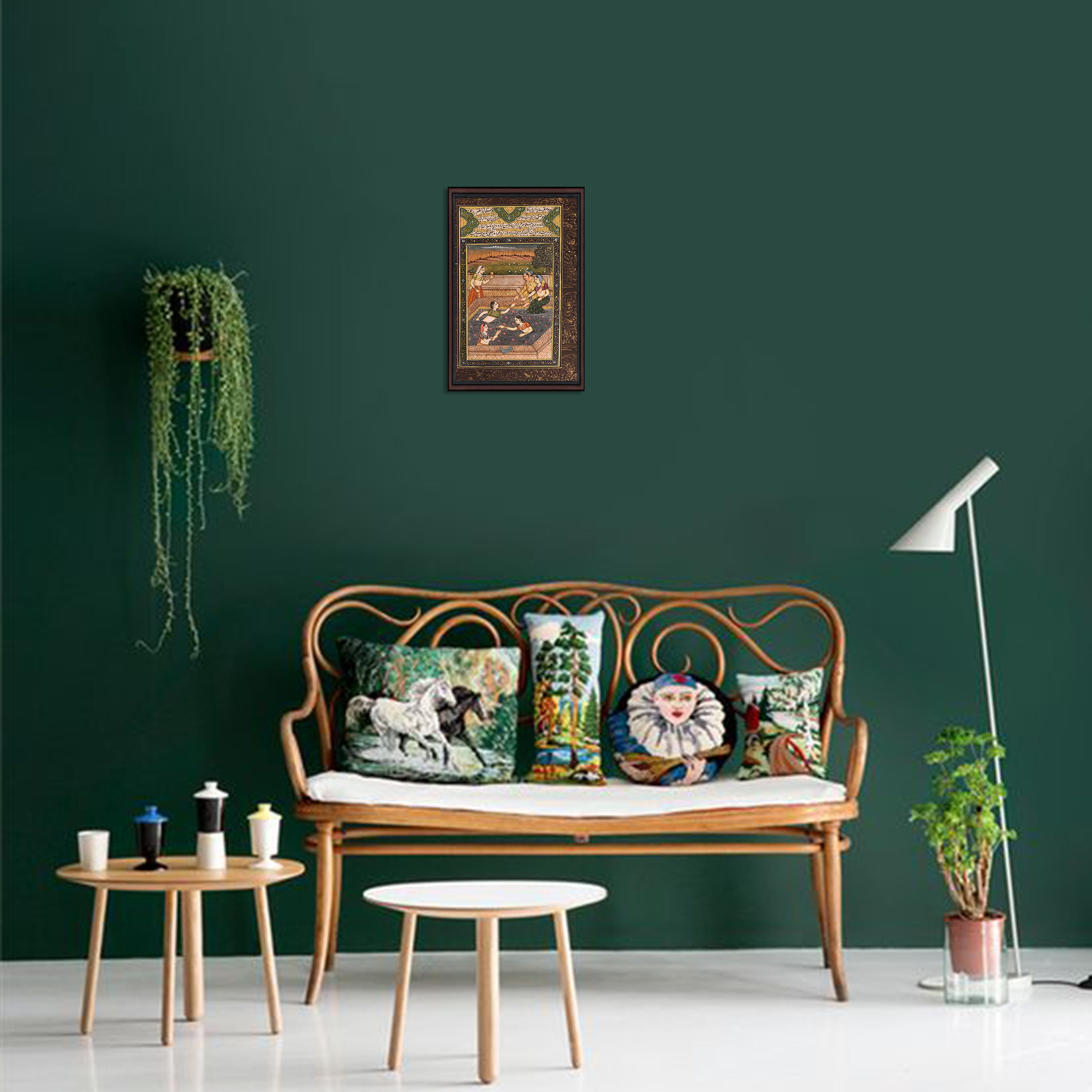 Room setting — Mughal miniature displayed on wall